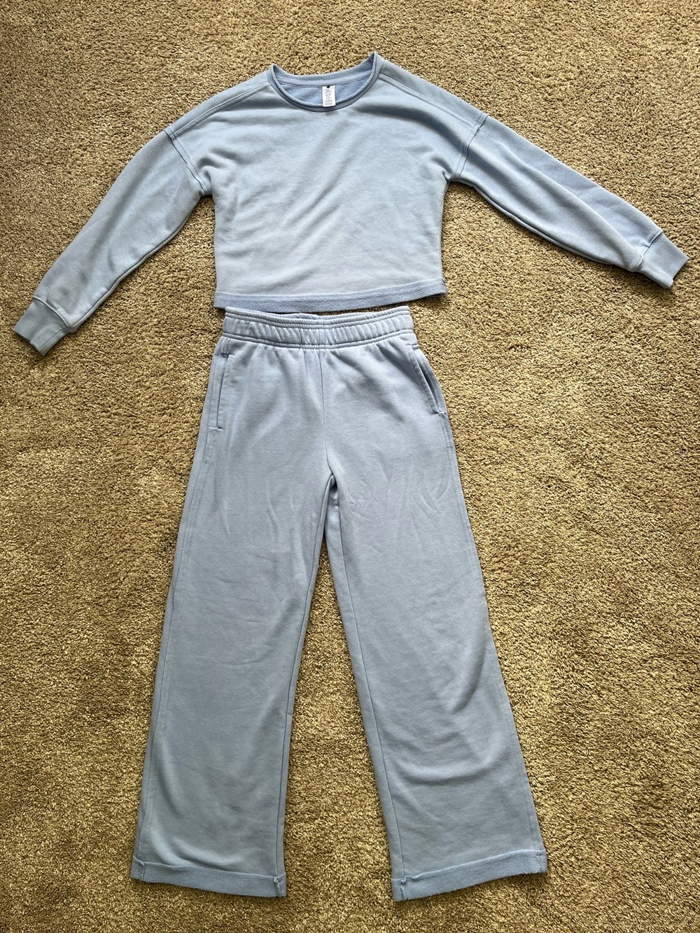 Yogalicious Girls Matching Set Light Blue Sweatshirt & Wide-Leg Pants